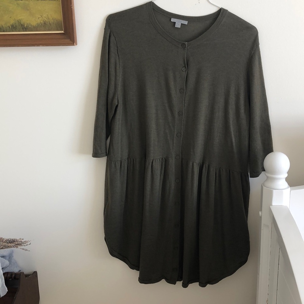 COS green button up dress